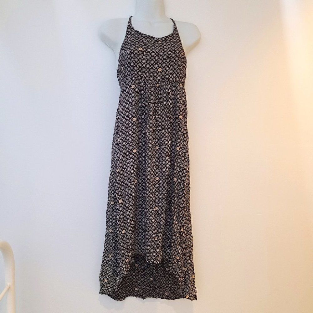 Roxy Black & White Patterned Hi-Low Midi Dress - XS